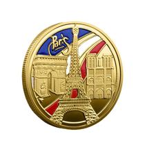 Réplica de moeda comemorativa Paris Landmarks Gold-Tone 35g Réplica de moeda comemorativa Paris Landmarks Gold-Tone 35g