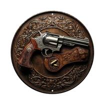 Réplica De Revólver E Coldre De Couro Com Textura Metálica Plana 2D, Estilo Cowboy Ocidental Réplica De Revólver E Coldre De Couro Com Textura Metálica Plana 2D, Estilo Cowboy Ocidental