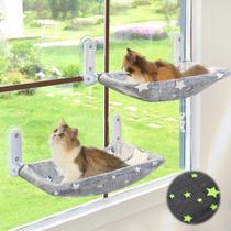 Reposadero de Ventana para Gatos Zoratoo Glow in The Dark Sin Cables 2 Piezas Estrellas