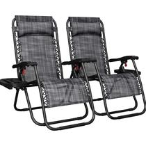 Reposeras Plegables para Exteriores Yaheetech Gris 2 Unidades con Almohadas Reposeras Plegables para Exteriores Yaheetech Gris 2 Unidades con Almohadas