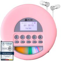 Reprodutor de CD portátil KLIM Nomad com bateria de longa duração, rosa Reprodutor de CD portátil KLIM Nomad com bateria de longa duração, rosa