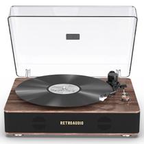 Reprodutor de Discos RetroAudio com Tração por Correia e Alto-Falantes Bluetooth Reprodutor de Discos RetroAudio com Tração por Correia e Alto-Falantes Bluetooth