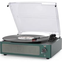 Reprodutor de discos seasonlife com receptor sem fio embutido e 2 alto-falantes estéreo, 3 velocidades, 3 velocidades, tamanho LP, mesa giratória portátil para discos de vinil