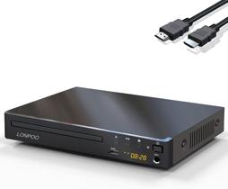 Reprodutor de DVD LONPOO sem região Full HD USB HDMI com entrada para microfone