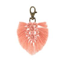 Requintado Tassel Keychains Boho Key Holder Nice Bag Carro Key Ring Coração Pendurado Moda Joias Decoração Presente de Decoração para Mulheres Menina - Rosa