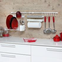 Requinte Kit C Master E Organizador Aramado P/ Parede De Cozinha Branco