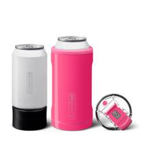 Resfriador de latas isolado BrüMate Hopsulator Trio 3 em 1 rosa neon