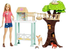 Resgate de Animais: Conjunto com Barbie e 8 Animais - Inclui Centro de Resgate