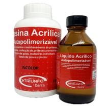 Resina Acrílica Auto Kit Líquido 100ml + Pó Incolor 225g Triunfo