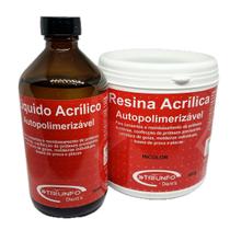 Resina Acrílica Auto Kit Líquido 250ml + Pó Incolor 450g Triunfo