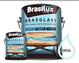 Resina Brasglass Vidro Líquido Efeito Para River Tablet Cristal 675ml + Catalizador 225ml - Brasilux