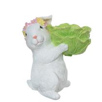 Resina Coelho de Páscoa com Repolho Branco e Verde 17,4x13,5x15,8cm