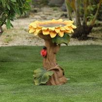 Resina de design de girassol Bird Bath para jardim no Reino Unido