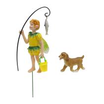 Resina de escultura de fada para decoração de jardim com cachorro 14cm - 74g