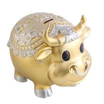 Resina de grande capacidade Piggy Bank Creative Golden Bull 165 cm