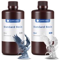 Resina de impressora 3D ANYCUBIC 405nm SLA com cura UV 2 kg cinza+transparente Resina de impressora 3D ANYCUBIC 405nm SLA com cura UV 2 kg cinza+transparente