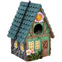 Resina encantadora Birdhouse para decoração de jardim, pendurar ao ar livre