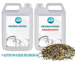 Resina Epóxi 1KG + Glitter Arco-Íris Brilho AG