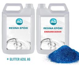 Resina Epóxi 1KG + Glitter Azul AG