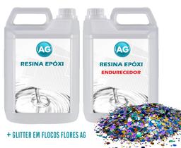 Resina Epóxi 1KG + Glitter em Flocos Flores AG