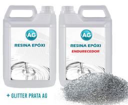 Resina Epóxi 1KG + Glitter Prata AG