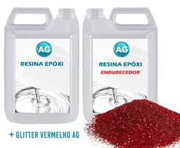 Resina Epóxi 1KG + Glitter Vermelho AG - Resinas ag