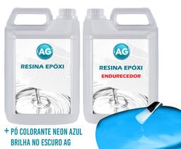 Resina Epóxi 1KG + Pó Fosforescente Azul Brilho no Escuro AG