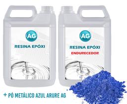 Resina Epóxi 1KG + Pó Metálico Azul Azure AG - Resinas ag