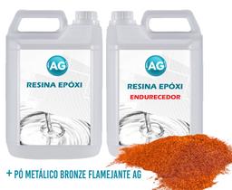 Resina Epóxi 1KG + Pó Metalico Bronze Flamejante AG