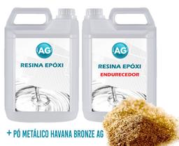 Resina Epóxi 1KG + Pó Metálico Havana Bronze AG - Resinas ag