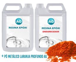 Resina Epóxi 1KG + Pó Metálico Laranja Profundo AG