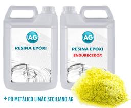 Resina Epóxi 1KG + Pó Metalico Limão Siciliano AG - Resinas ag