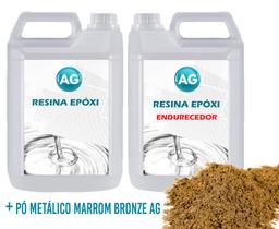 Resina Epóxi 1KG + Pó Metálico Marrom Bronzeado AG Resina Epóxi 1KG + Pó Metálico Marrom Bronzeado AG