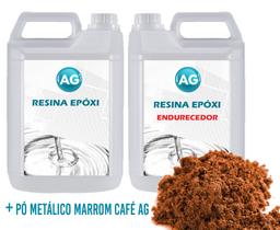 Resina Epóxi 1KG + Pó Metálico Marrom Café AG - Resinas ag