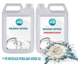 Resina Epóxi 1KG + Pó Metálico Perolado Verde AG