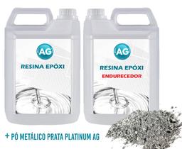 Resina Epóxi 1Kg + Pó Metálico Prata Platinum Ag Media Espes Resina Epóxi 1Kg + Pó Metálico Prata Platinum Ag Media Espes