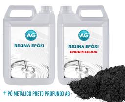Resina Epóxi 1KG + Pó Metálico Preto Profundo AG - Resinas ag