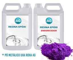 Resina Epóxi 1KG + Pó Metálico Uva Roxa AG