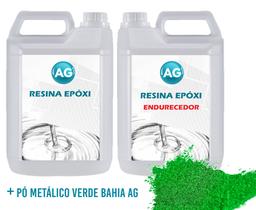 Resina Epóxi 1KG + Pó Metálico Verde Bahia AG Resina Epóxi 1KG + Pó Metálico Verde Bahia AG