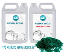 Resina Epóxi 1KG + Pó Metálico Verde Escuro AG