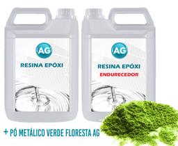 Resina Epóxi 1KG + Pó Metálico Verde Floresta AG