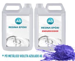 Resina Epóxi 1KG + Pó Metálico Violeta Azulado AG