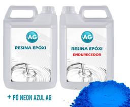 Resina Epóxi 1KG + Pó Neon Azul AG