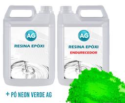 Resina Epóxi 1KG + Pó Neon Verde Ag - Resinas ag