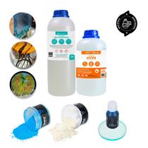 Resina Epoxi Média espessura para Madeira Kit2,64kg 3 pigmentos Resina Epoxi Média espessura para Madeira Kit2,64kg 3 pigmentos