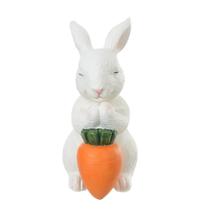 Resina Páscoa Coelho Branco e Laranja 10,7x6,7x14,6cm
