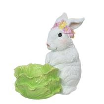 Resina Páscoa Coelho com Repolho Branco e Verde 18x11x17cm