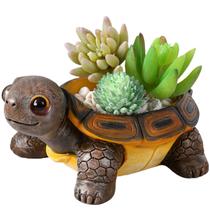 Resina suculenta Planter Turtle Sea Turtle marrom para jardim