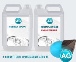 Resinas Epóxi 1Kg + Corante Semi-Transparente Aqua Ag Media