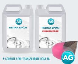 Resinas Epóxi 1Kg + Corante Semi-Transparente Rosa Ag Baixa